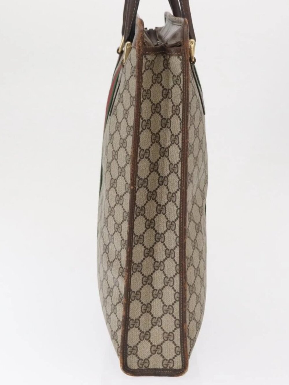 GUCCI GG Supreme Web Sherry Line Tote Bag PVC Beige Gold 010 378 Auth ep12692 - Picture 6 of 16